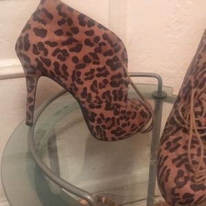Leopard print booties